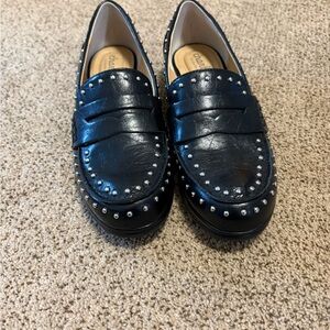 Charles David Black Loafers with Silver Studs